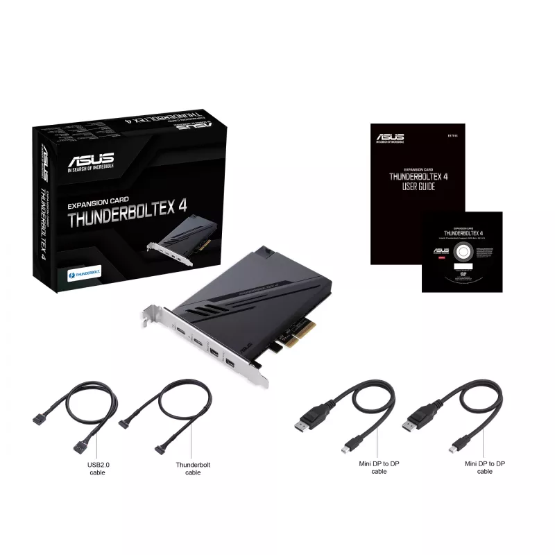 ASUS ThunderboltEX 4 rozhranie/karta adaptér interný Mini DisplayPort, PCIe, Thunderbolt, USB 2.0, USB 3.2 Gen 2 (3.1 Gen 2)