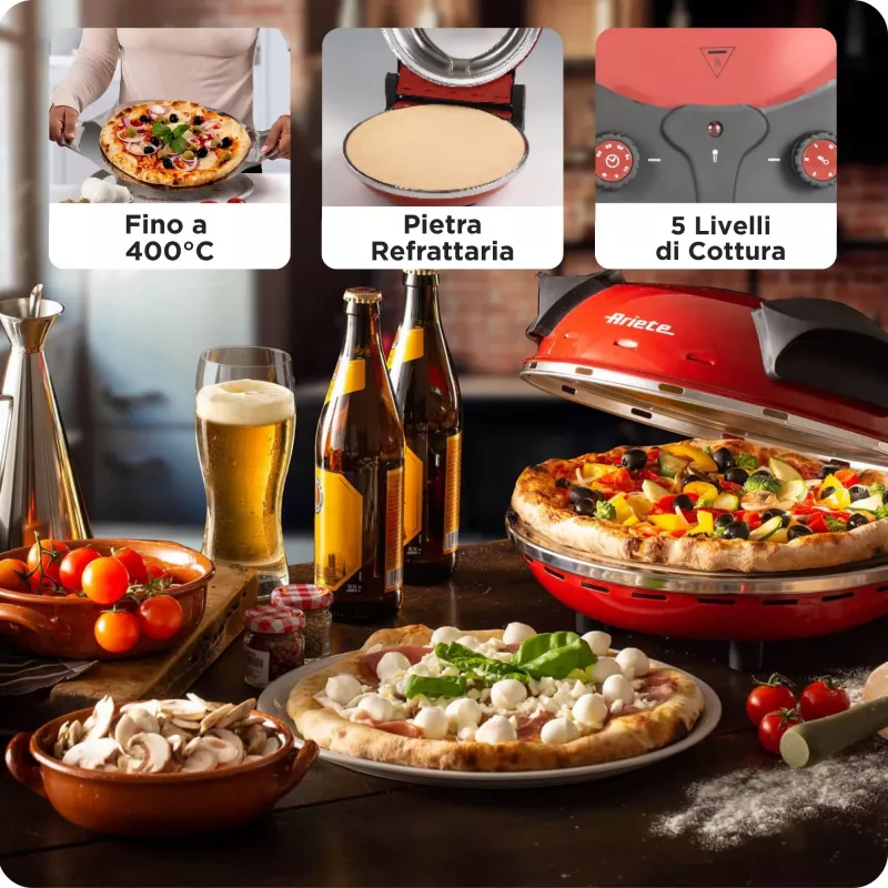 Prístroj na pizzu Ariete 0909/10 1200 W čierna červená 1 pizza 33 cm