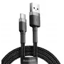 BASEUS pletený Cafule rýchlonabíjací kábel - USB Type-A na Type-C 2A - 3m - sivý/čierny (nylón)