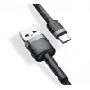 BASEUS pletený Cafule rýchlonabíjací kábel - USB Type-A na Type-C 2A - 3m - sivý/čierny (nylón)