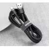 BASEUS pletený Cafule rýchlonabíjací kábel - USB Type-A na Type-C 2A - 3m - sivý/čierny (nylón)