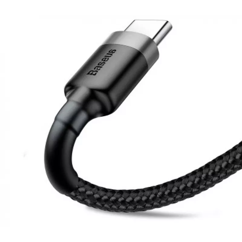 BASEUS pletený Cafule rýchlonabíjací kábel - USB Type-A na Type-C 2A - 3m - sivý/čierny (nylón)