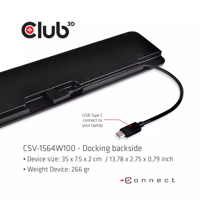 CLUB3D USB Type-C 3.2 Gen1 Triple Display Dynamic PD Charging Dock 100W PD Power nabíjačka