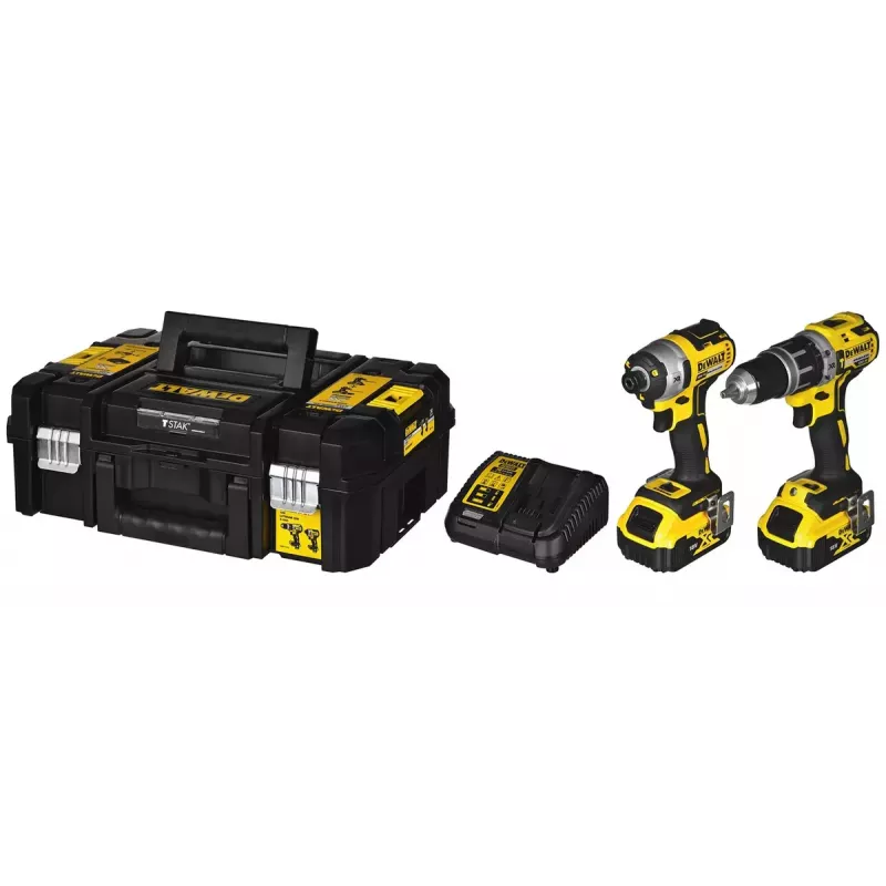 Akumulátorová kombinovaná sada náradia DeWalt DCK266P2T – 18V, 2×5.0Ah akumulátory, rázový uťahovač a príklepová vŕtačka, nabíjačka, kufrík