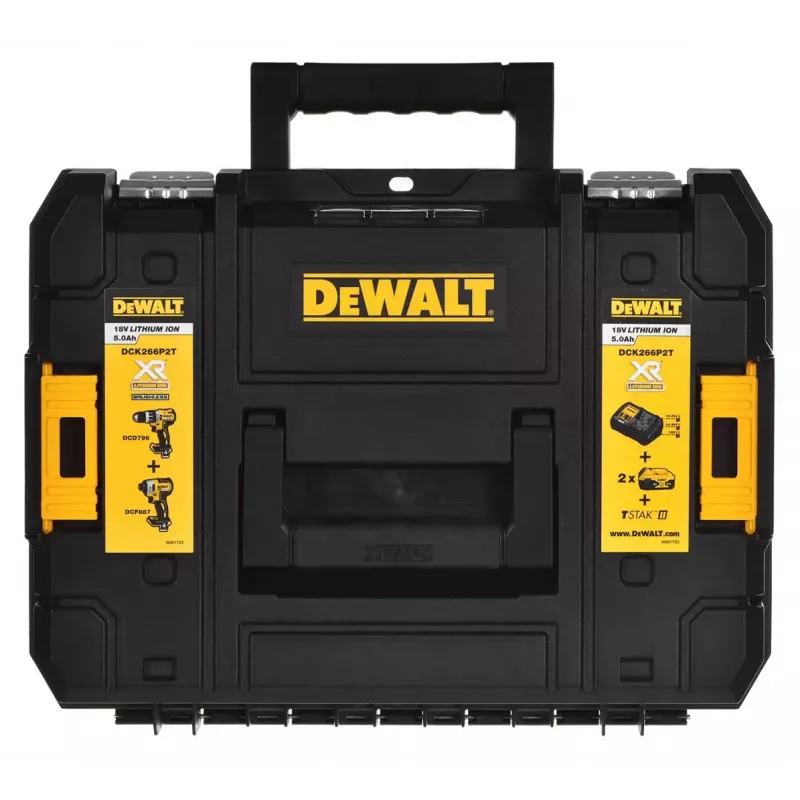 Akumulátorová kombinovaná sada náradia DeWalt DCK266P2T – 18V, 2×5.0Ah akumulátory, rázový uťahovač a príklepová vŕtačka, nabíjačka, kufrík