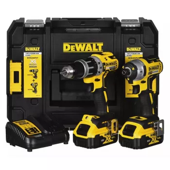 Akumulátorová kombinovaná sada náradia DeWalt DCK266P2T – 18V, 2×5.0Ah akumulátory, rázový uťahovač a príklepová vŕtačka, nabíjačka, kufrík
