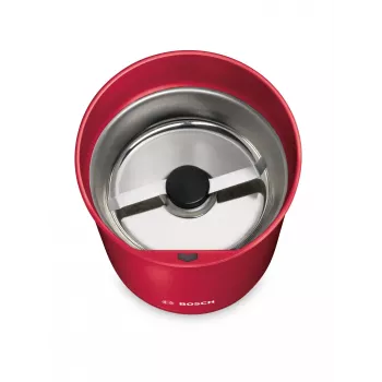 Mlynček na kávu s nožom Bosch TSM6A014R, kapacita 75 g, 180 W, nehrdzavejúce čepele, červená