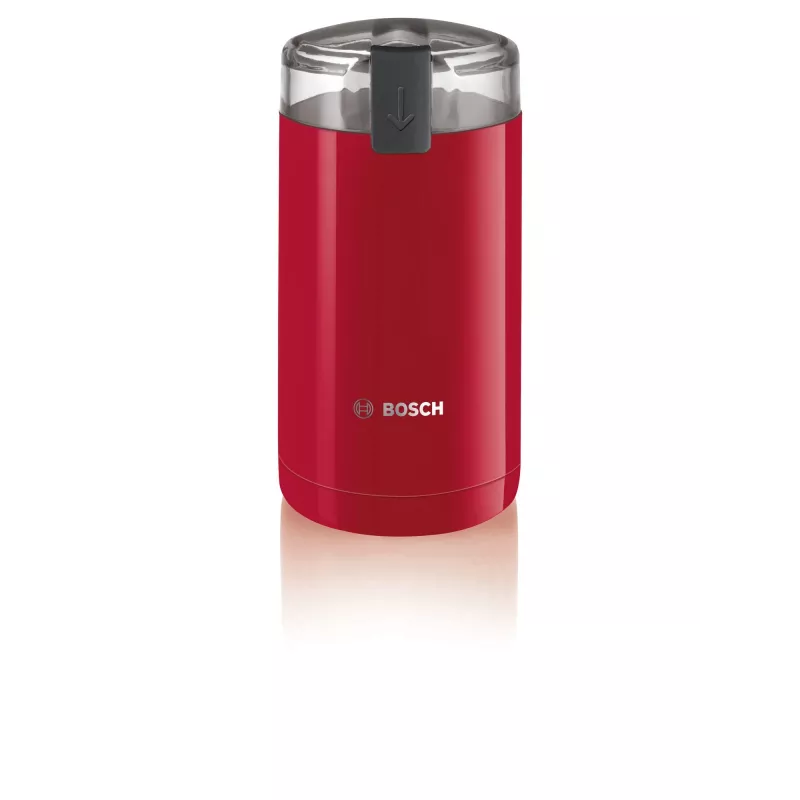 Mlynček na kávu s nožom Bosch TSM6A014R, kapacita 75 g, 180 W, nehrdzavejúce čepele, červená