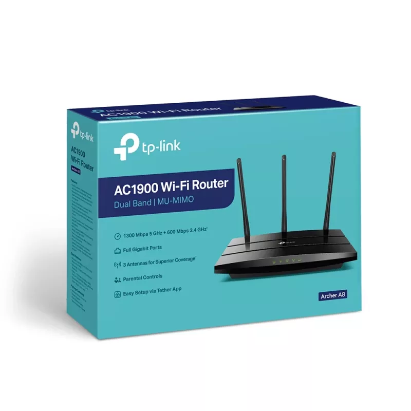 TP-Link Archer A8 WLAN router Gigabit Ethernet Dualband (2,4 GHz / 5 GHz) čierny