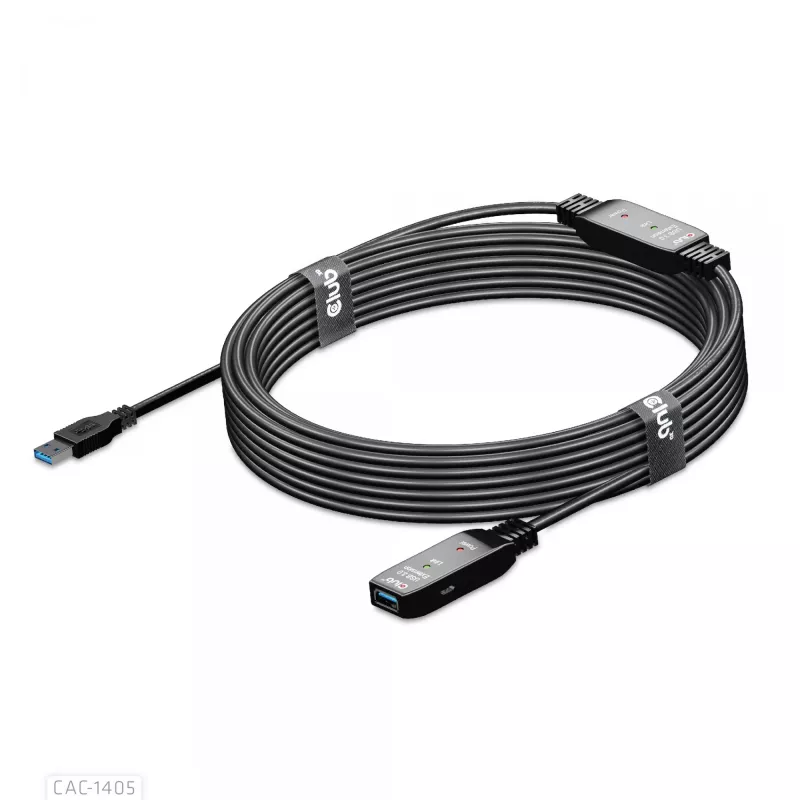 CLUB3D USB 3.2 Gen1 aktívny opakovač kábel 10 m / 32.8ft M/F 28AWG