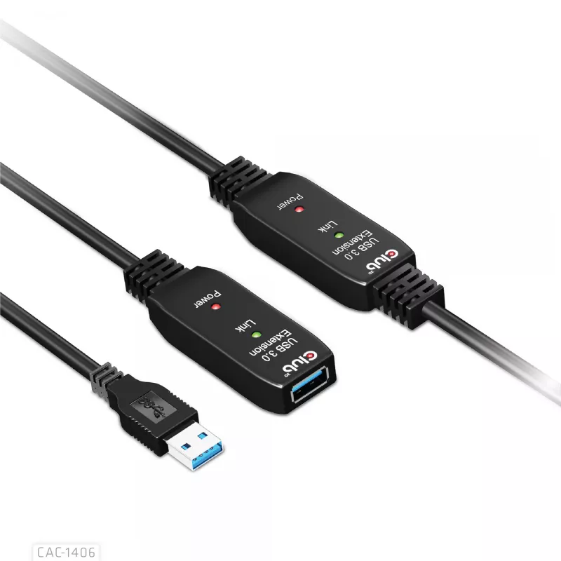 CLUB3D USB 3.2 Gen1 aktívny opakovač kábel 15 m / 49.2 ft M/F 28AWG