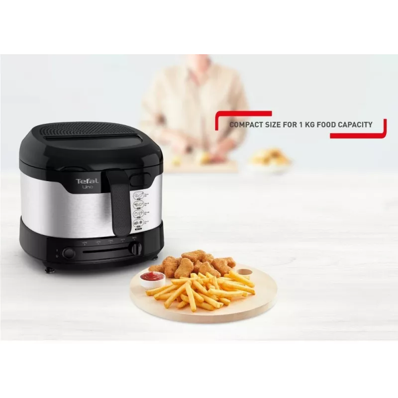 Tefal Uno FF215D samostatná fritéza 1,8 l stojan 1600 W fritéza čierna, nehrdzavejúca oceľ