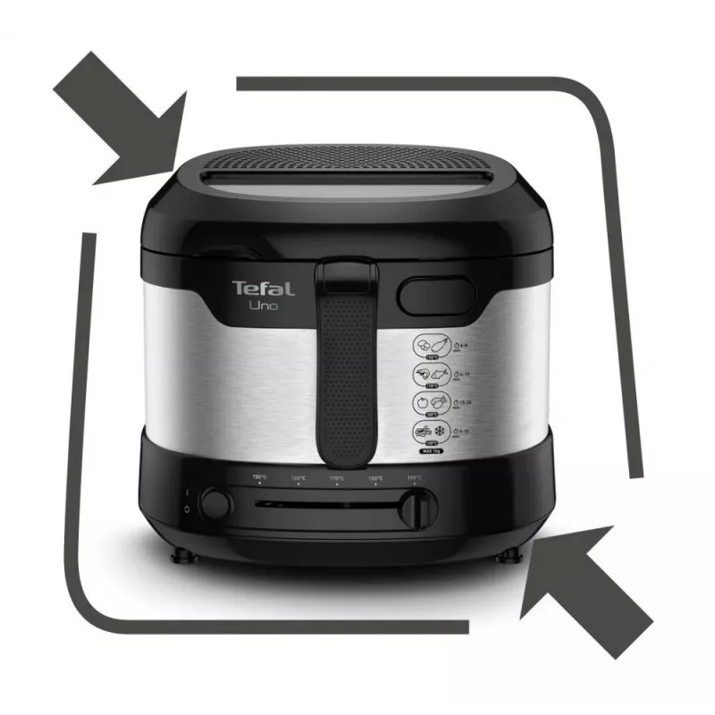 Tefal Uno FF215D samostatná fritéza 1,8 l stojan 1600 W fritéza čierna, nehrdzavejúca oceľ