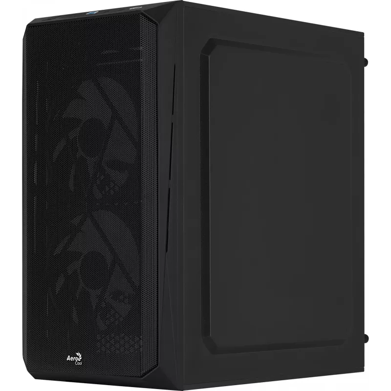 PC skriňa AEROCOOL CS107V2 Mini Tower — čierna, microATX/Mini-ITX, 2x120mm ventilátory, 1x3,5 palca + 2x2,5 palca pozície