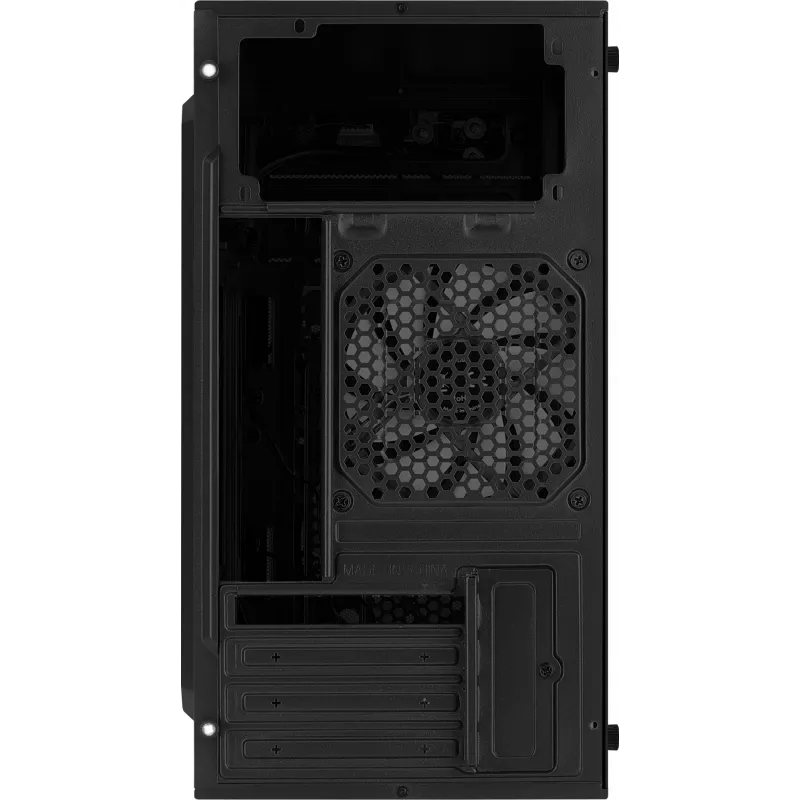 PC skriňa AEROCOOL CS107V2 Mini Tower — čierna, microATX/Mini-ITX, 2x120mm ventilátory, 1x3,5 palca + 2x2,5 palca pozície