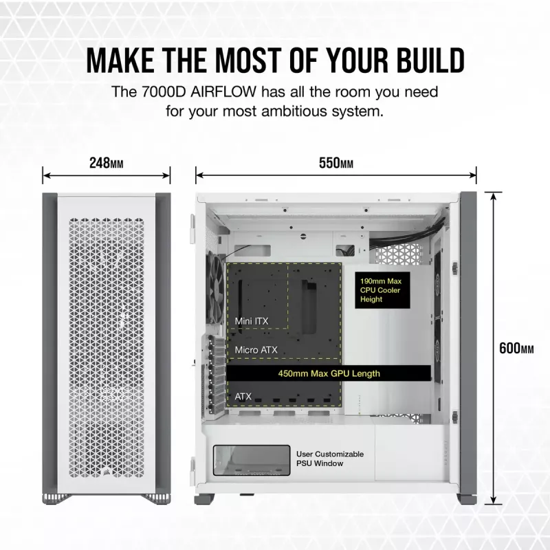 PC skriňa Corsair 7000D AIRFLOW Full Tower biela
