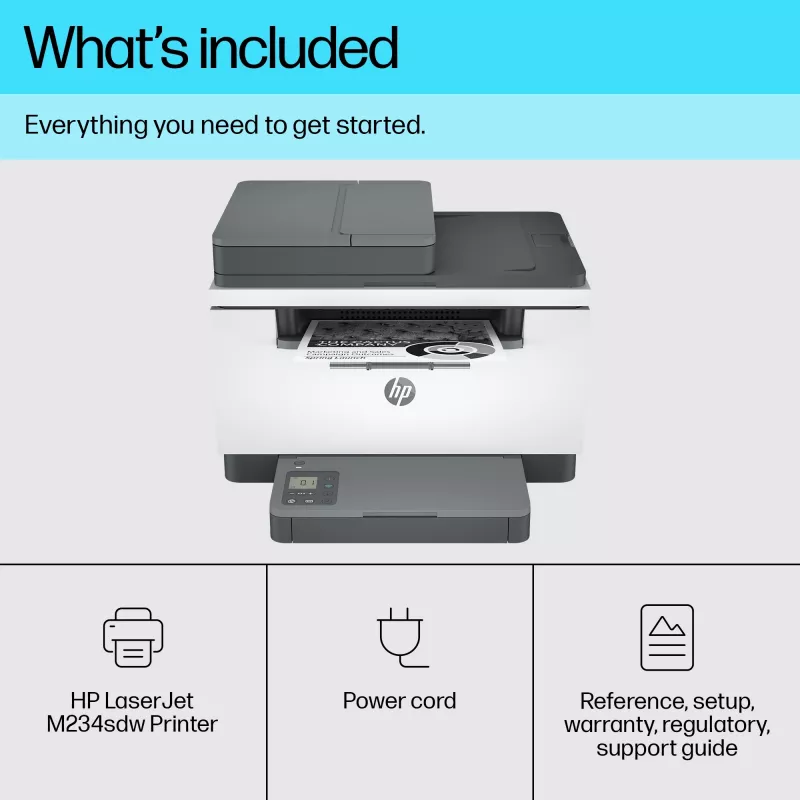 Multifunkčná laserová tlačiareň HP LaserJet MFP M234sdw — mono A4, 29 str./min, duplex, Wi‑Fi, Ethernet