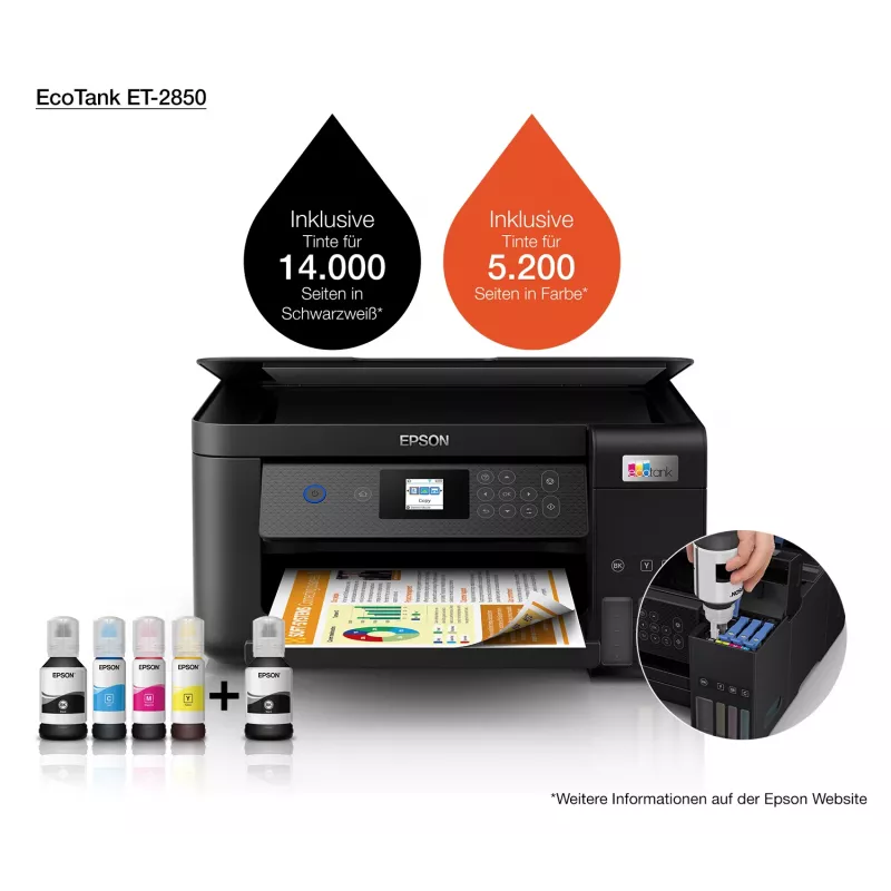 Epson EcoTank ET-2850 A4 multifunkčná WLAN atramentová tlačiareň s nádržkami