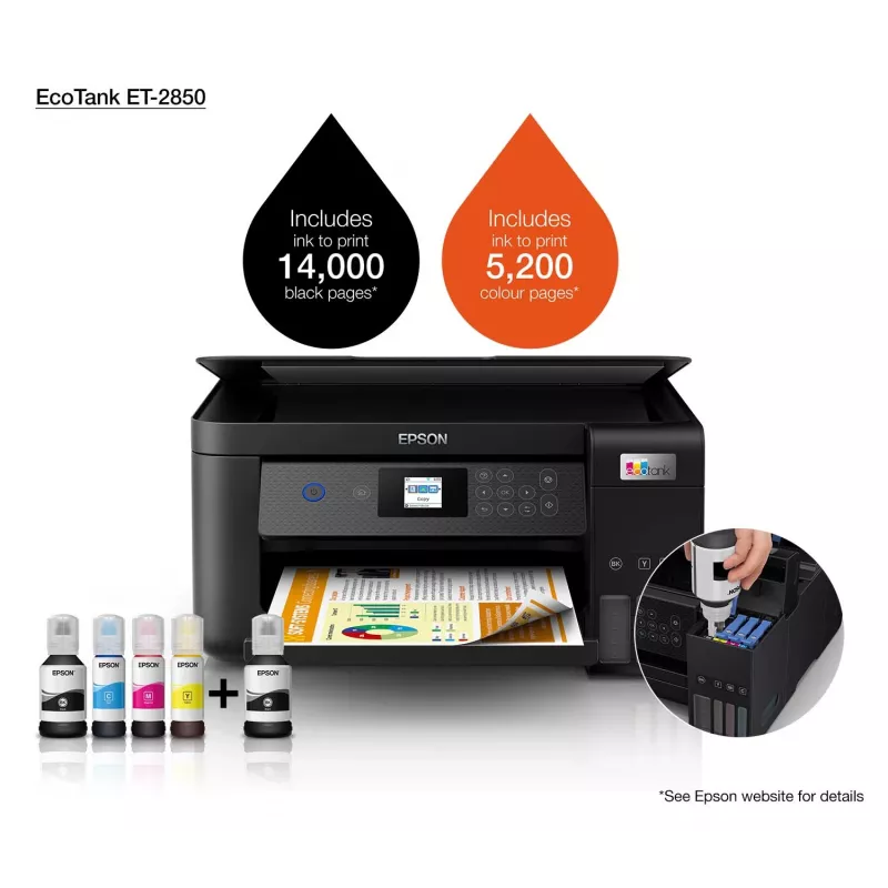 Epson EcoTank ET-2850 A4 multifunkčná WLAN atramentová tlačiareň s nádržkami