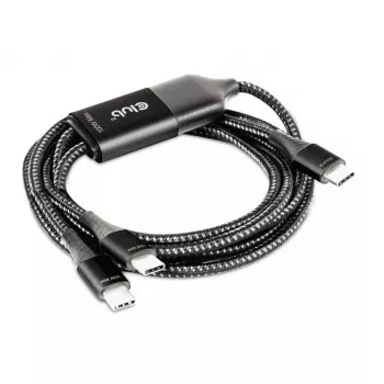 CLUB3D USB Type-C, Y-nabíjací kábel na 2x USB Type-C, max. 100W, 1,83m/6ft M/M