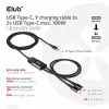 CLUB3D USB Type-C, Y-nabíjací kábel na 2x USB Type-C, max. 100W, 1,83m/6ft M/M