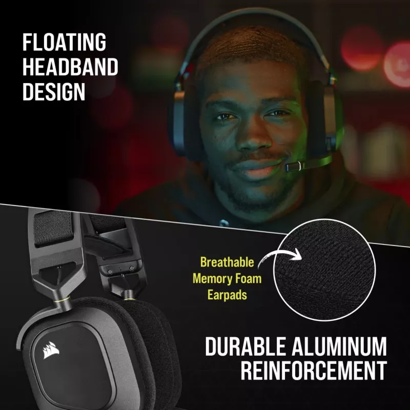 CORSAIR herné slúchadlá HS80 - Wireless - Carbon