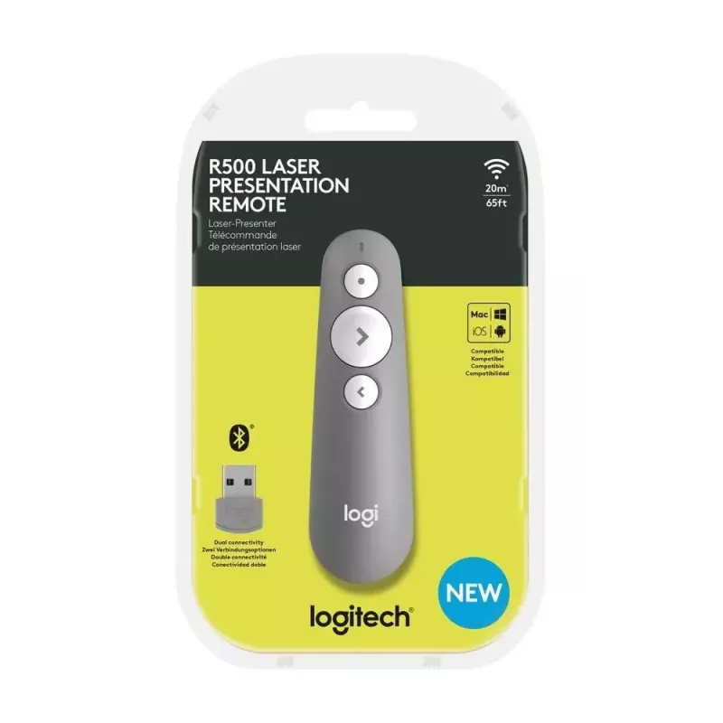LOGITECH R500 laserový prezentačný ovládač sivý