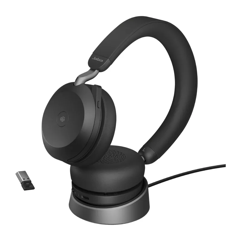 Jabra Evolve2 75 - USB-A MS Teams so stojanom na stôl - čierna