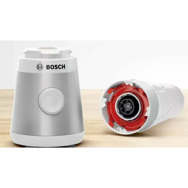 Stolný mixér Bosch VitaPower MMB2111T — 450 W, 0,6 L Tritan nádoba, otočný regulátor, strieborný