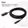 Club 3D CAC-1536 USB 3.2 Gen2 Type-C na Type-A predlžovací kábel, 10 Gbps, samec/samica, 5 m, čierny