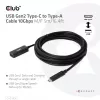 Club 3D CAC-1536 USB 3.2 Gen2 Type-C na Type-A predlžovací kábel, 10 Gbps, samec/samica, 5 m, čierny