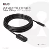 Club 3D CAC-1536 USB 3.2 Gen2 Type-C na Type-A predlžovací kábel, 10 Gbps, samec/samica, 5 m, čierny