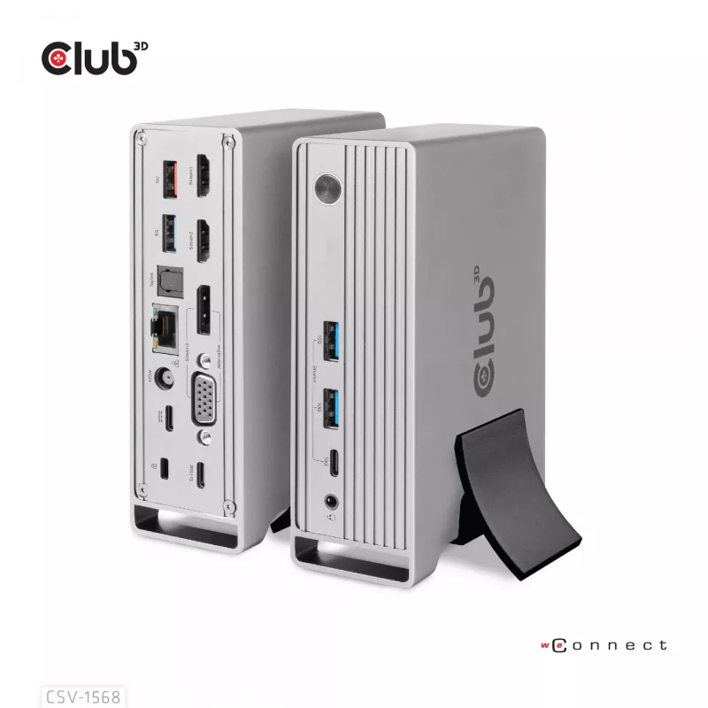 Dokovacia stanica CLUB3D CSV-1568 kovové puzdro USB Gen2 Type-C USB Gen2 Type-A HDMI DP VGA RJ45 120W