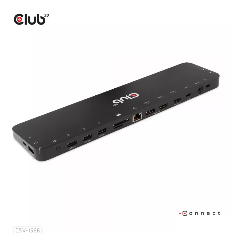 CLUB3D USB Gen1 Type-C Triple Display DP Alt Mode Displaylink Dynamic PD Charging Dock so 120 W napájacím zdrojom