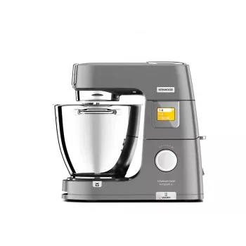Stolový mixér Kenwood KWL90.004SI — 1400 W, 7 l nerezová misa, dotykové ovládanie, integrovaná váha, strieborná