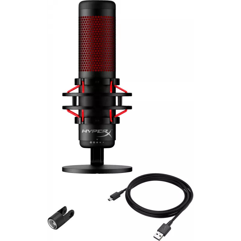 HyperX QuadCast - USB mikrofón (čierno-červený) - červené osvetlenie