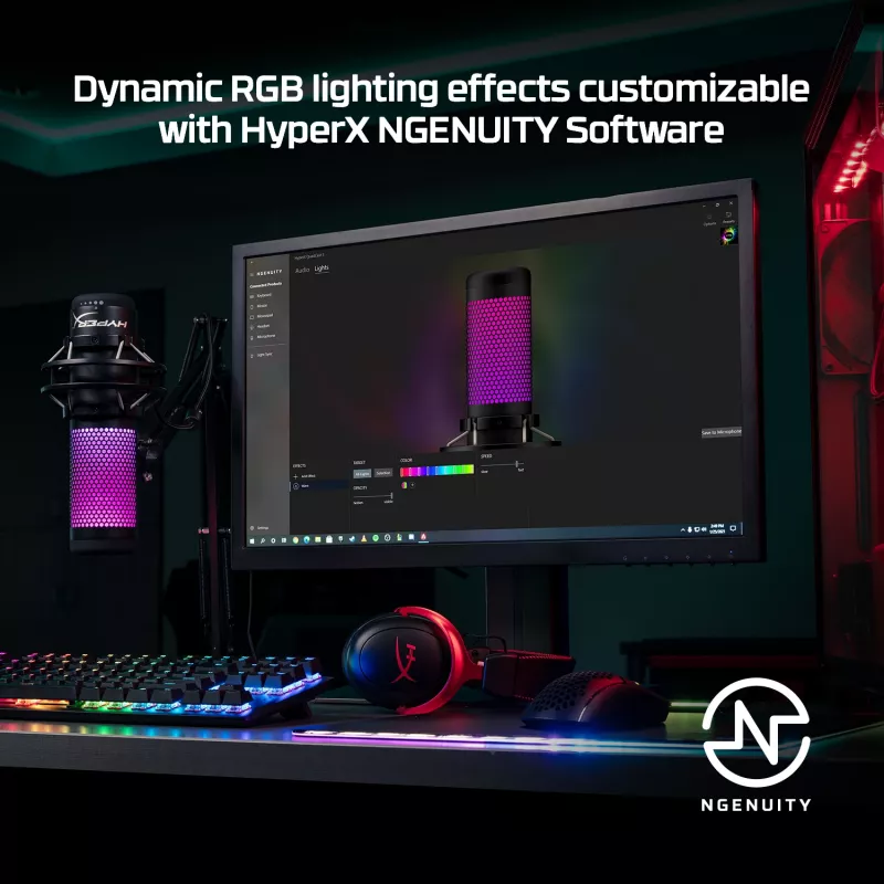 HyperX QuadCast S - USB mikrofón (čierno-sivý) - RGB osvetlenie