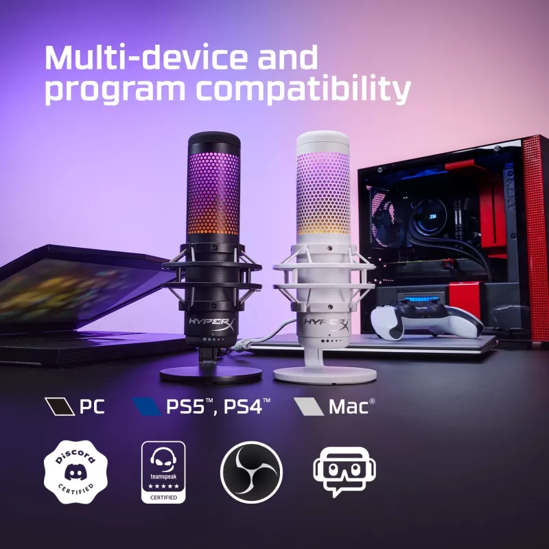 HyperX QuadCast S - USB mikrofón (čierno-sivý) - RGB osvetlenie