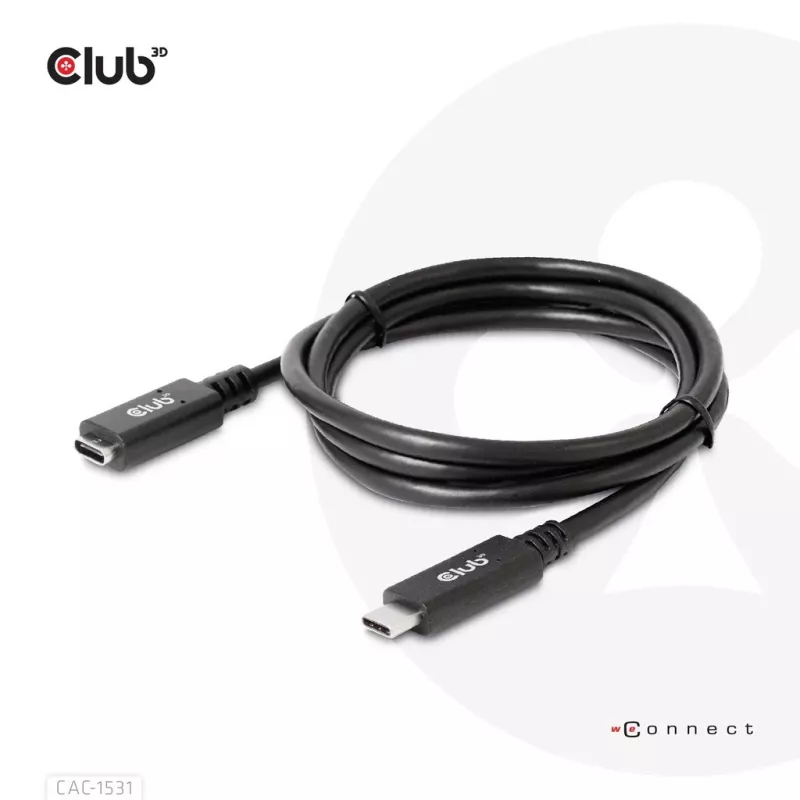 USB Gen1 Type-C predlžovací kábel CLUB3D CAC-1531, 1 m, USB-C konektor samec na 2× USB-C konektor samica, 5 Gbps, 60 W PD, 4K@60Hz