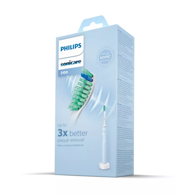 Elektrická sonická zubná kefka Philips HX3651/12 — jemný režim, integrovaná Li‑Ion batéria, 1 hlava kefky, biela/modrá