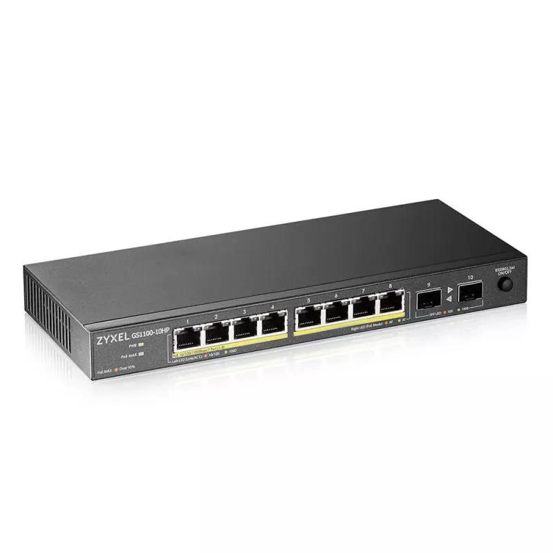 Zyxel GS1100-10HP v2 Unmanaged Gigabit Ethernet (10/100/1000) Power over Ethernet (PoE) čierny