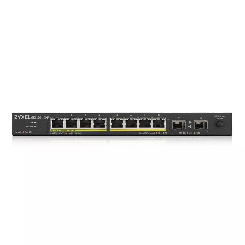 Zyxel GS1100-10HP v2 Unmanaged Gigabit Ethernet (10/100/1000) Power over Ethernet (PoE) čierny