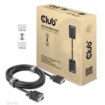 VGA kábel, obojsmerný, M/M, 3 m, 28AWG, CLUB3D CAC-1703
