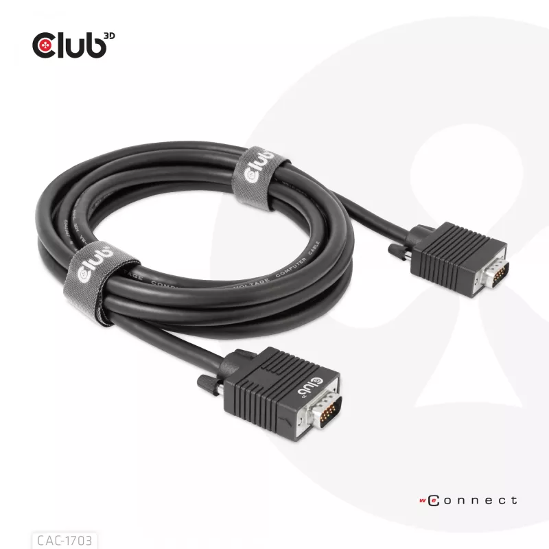 VGA kábel, obojsmerný, M/M, 3 m, 28AWG, CLUB3D CAC-1703