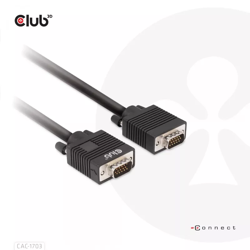 VGA kábel, obojsmerný, M/M, 3 m, 28AWG, CLUB3D CAC-1703