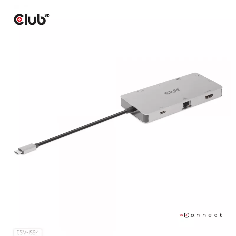 CLUB3D USB Gen1 Type-C 9-in-1 hub s HDMI, VGA, 2x USB Gen1 Type-A, RJ45, SD/Micro SD čítačka kariet a USB Gen1 Type-C konektor samica