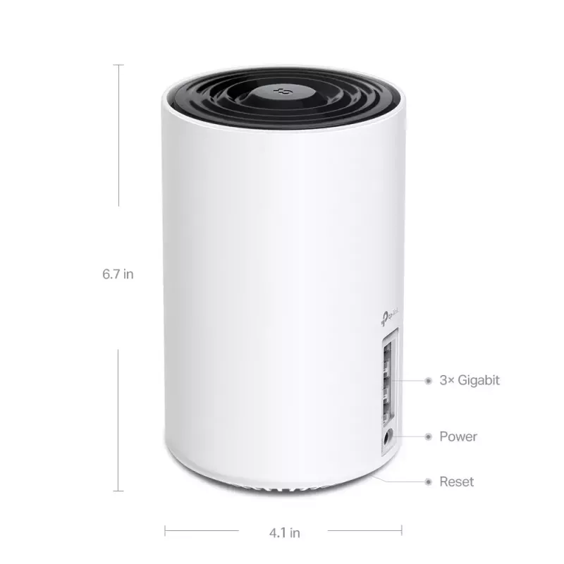 Router TP‑LINK AXE5400 Mesh Wi‑Fi 6E systém — tri‑band 2.4/5/6 GHz, pokrytie až 670 m², 3× LAN, 4 interné antény