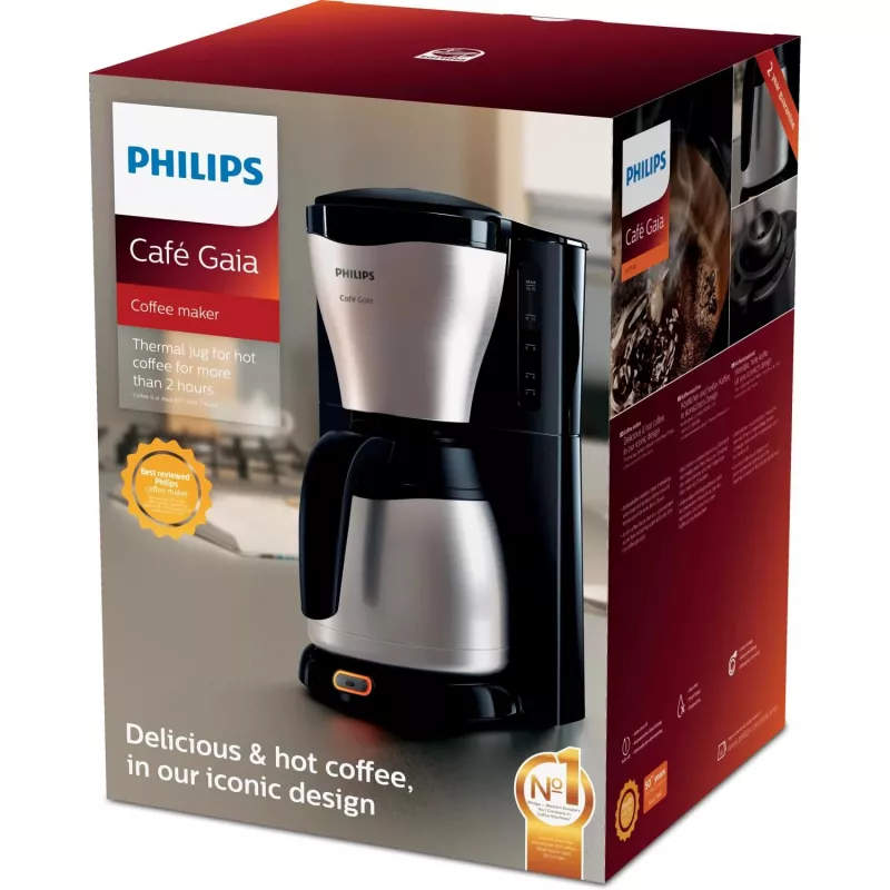 Filtračný kávovar Philips HD7548/20 Café Gaia, 1,2 l, 15 šálok, 1000 W, čierny/kovový