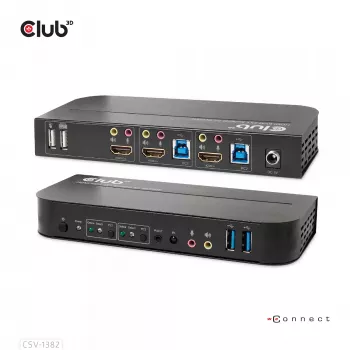 KVM prepínač CLUB3D CSV-1382 Dual HDMI 4K 60Hz USB