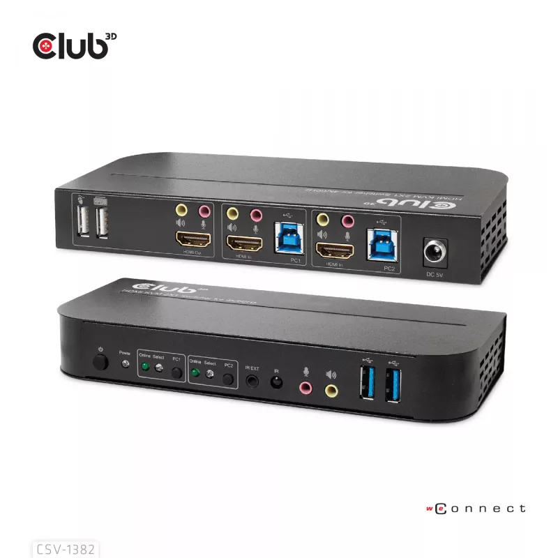 KVM prepínač CLUB3D CSV-1382 Dual HDMI 4K 60Hz USB